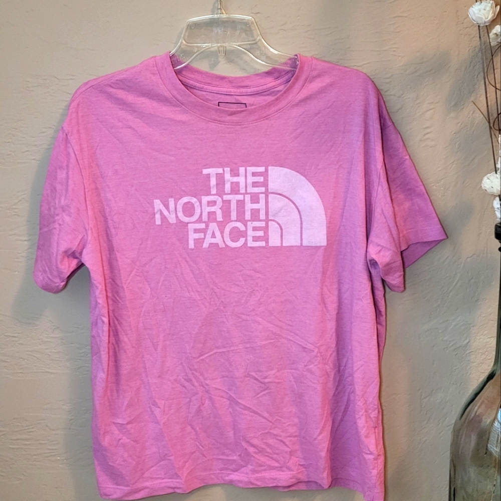 Pink north face T shirt